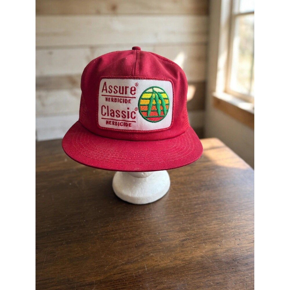 Vintage Assure Classic Herbicide Trucker Hat Red Mesh Snapback Farm Retro Cap